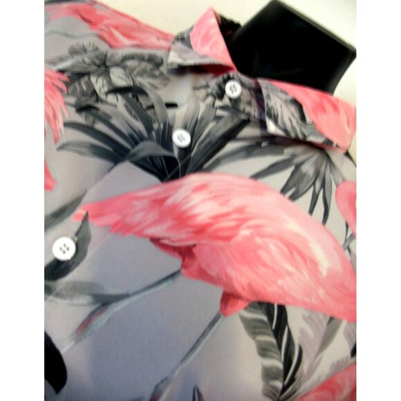 Men’s Hawalili Pink Flamingos Hawaiian Short Sleeve  Colorful Shirt.sz 4xl - Picture 3 of 12